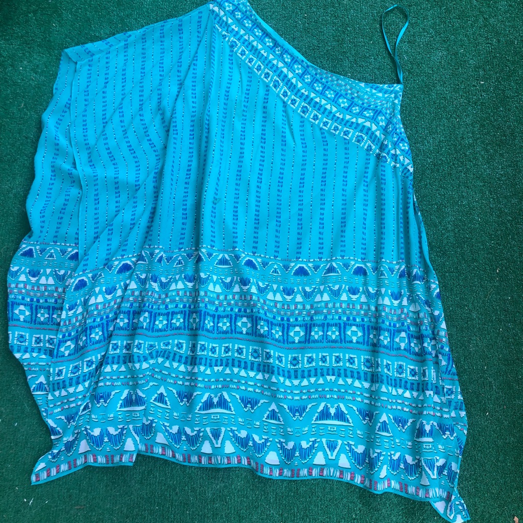 Blue Chiffon Dress One Shoulder